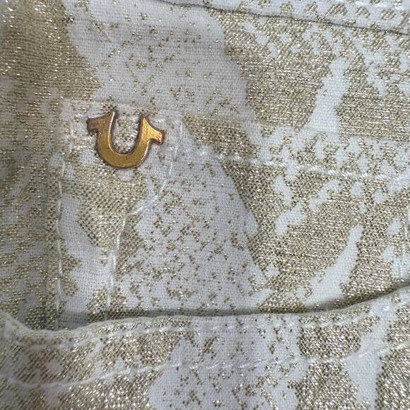 True Religion Halle Super Skinny Jeans Gold Snake Print Mid Rise | Size 26 - Picture 7 of 11